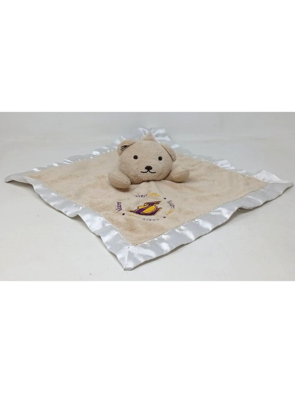 Los Angeles Lakers Baby Security Blanket Teddy Bear Plush Satin Trim 13" #S1-C - Picture 3 of 8